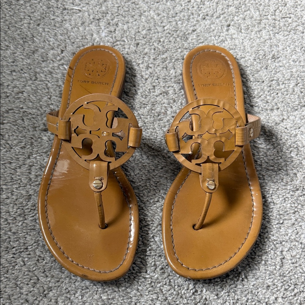 Tory Burch Brown Miller Leather Sandals